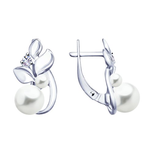 Серьги из серебра c жемчугом
