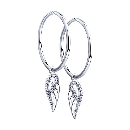 Серьги конго из серебра c фианитом