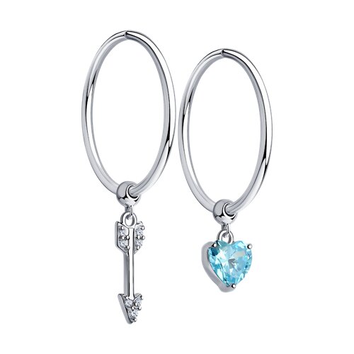 Серьги конго из серебра c фианитом