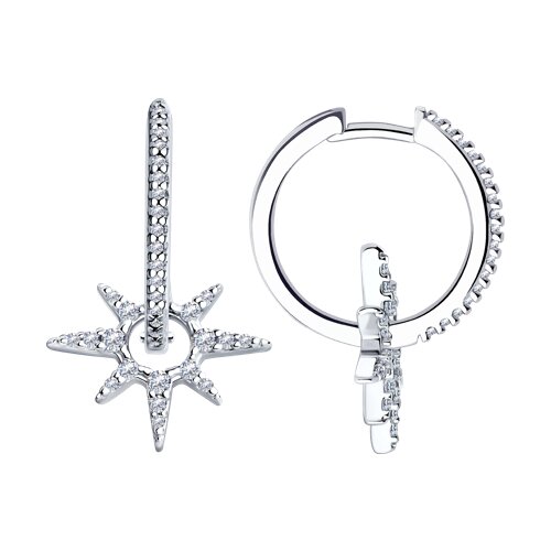 Серьги конго из серебра c фианитом