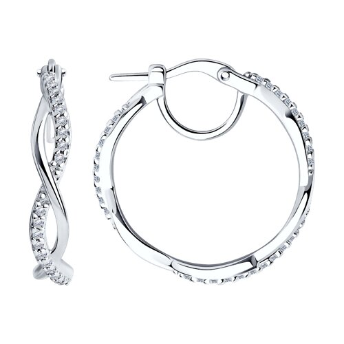 Серьги конго из серебра c фианитом