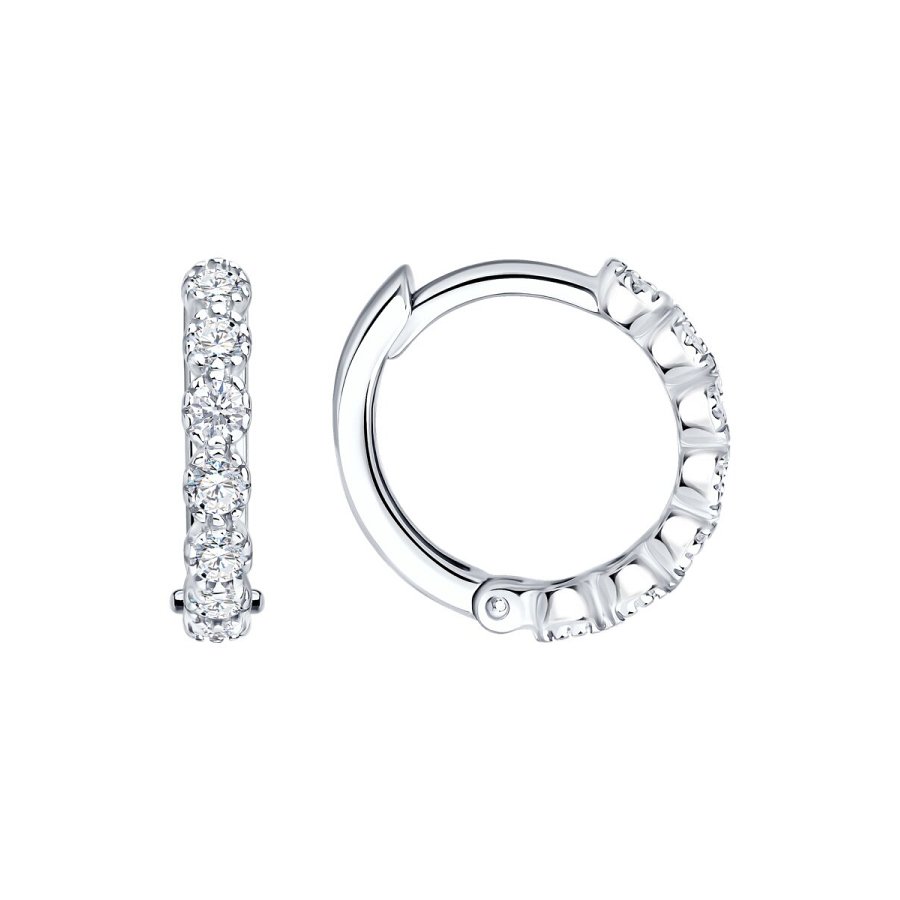 Серьги конго из серебра c фианитом