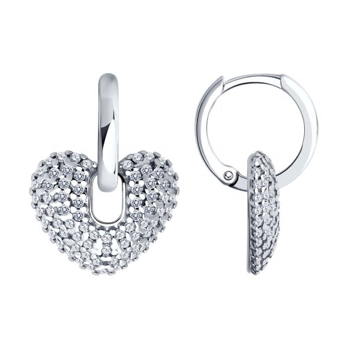 Серьги конго из серебра c фианитом
