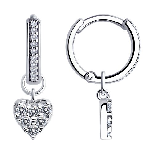 Серьги конго из серебра c фианитом