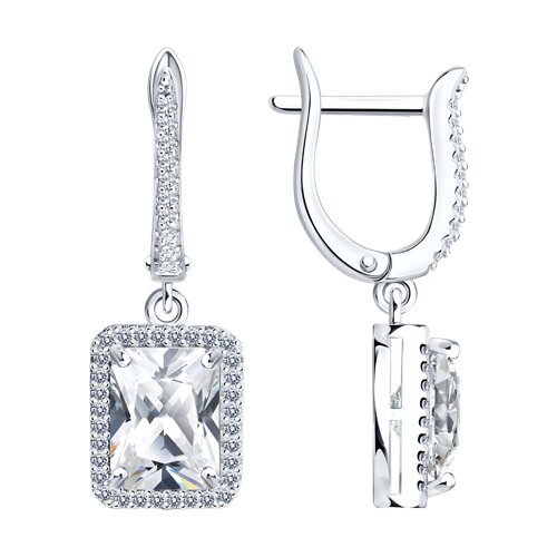 Серьги из серебра c фианитом
