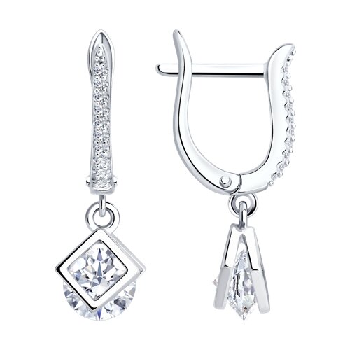Серьги из серебра c фианитом