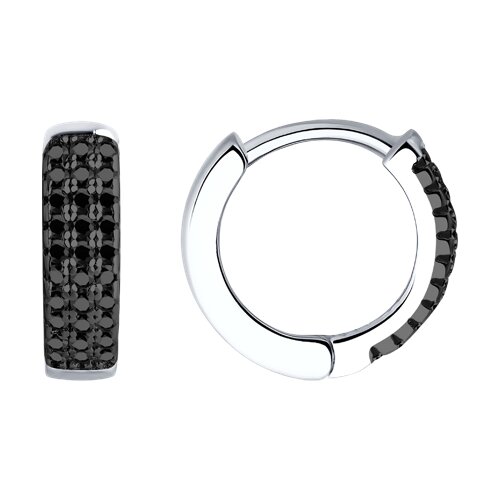 Серьги конго из серебра c фианитом