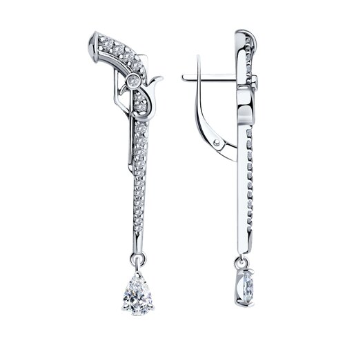 Серьги из серебра c фианитом