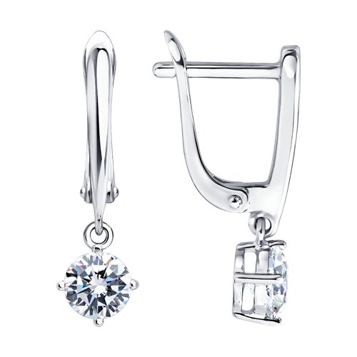 Серьги из серебра c фианитом