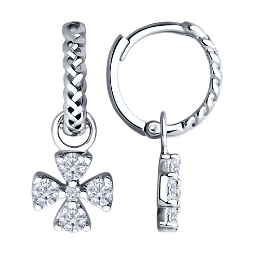 Серьги конго из серебра c фианитом