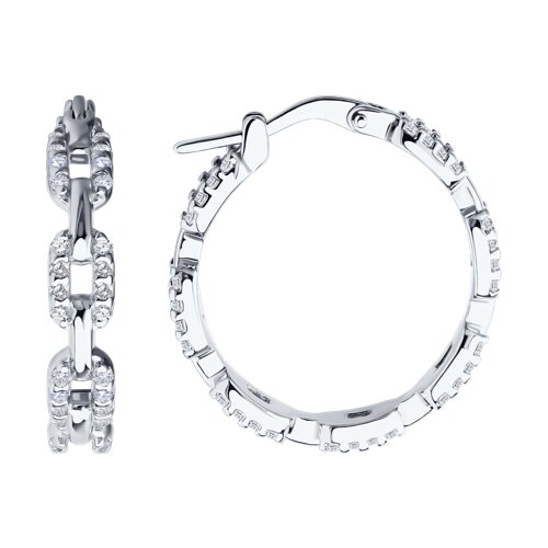 Серьги конго из серебра c фианитом