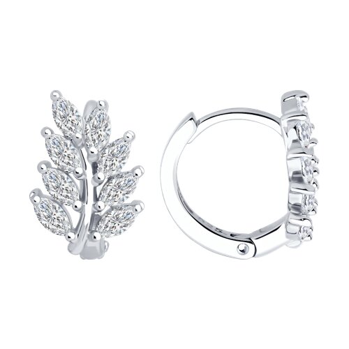 Серьги конго из серебра c фианитом