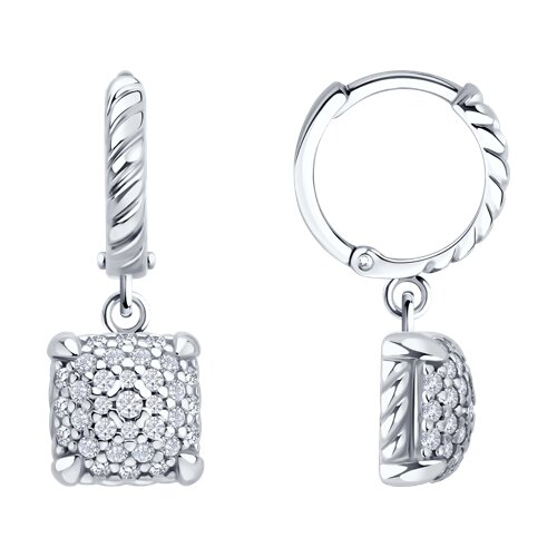 Серьги конго из серебра c фианитом