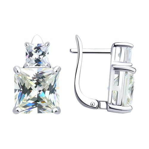 Серьги из серебра c фианитом