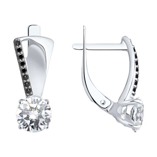 Серьги из серебра c фианитом