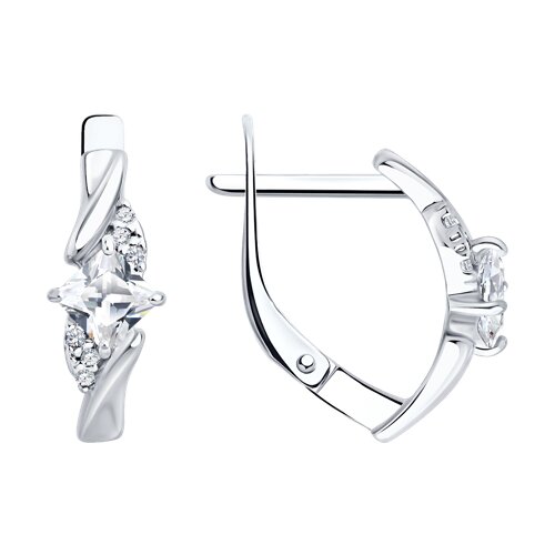 Серьги из серебра c фианитом