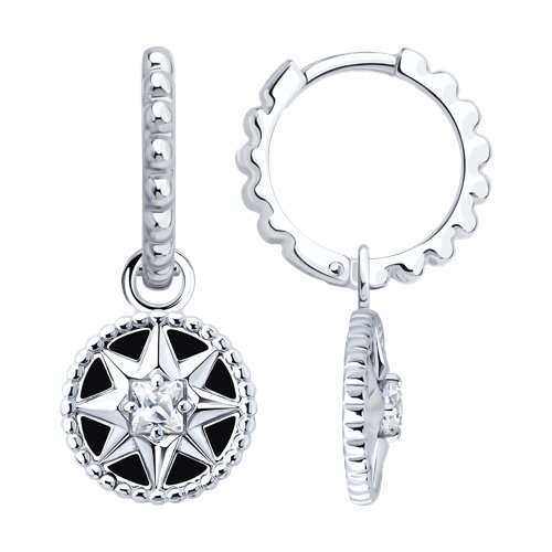 Серьги конго из серебра c фианитом