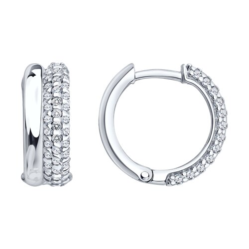 Серьги конго из серебра c фианитом