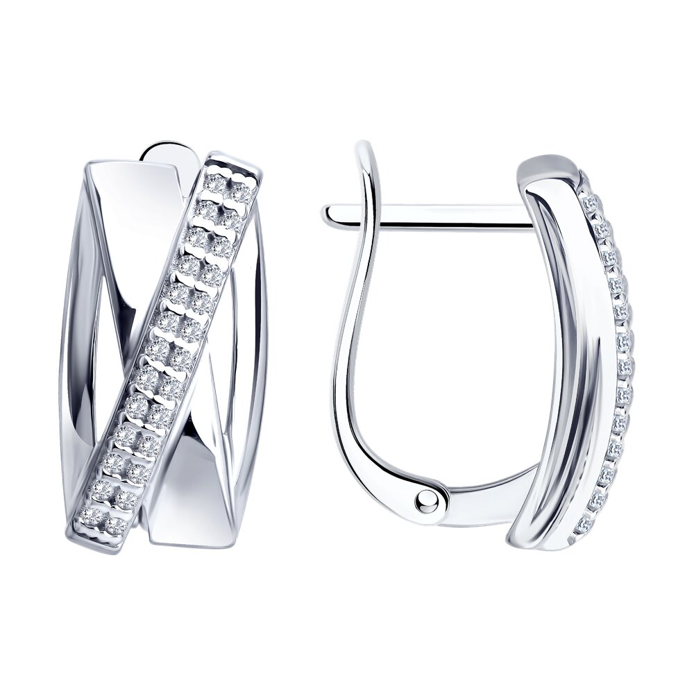 Серьги из серебра c фианитом