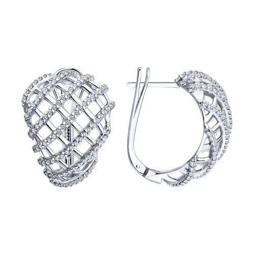 Серьги из серебра c фианитом