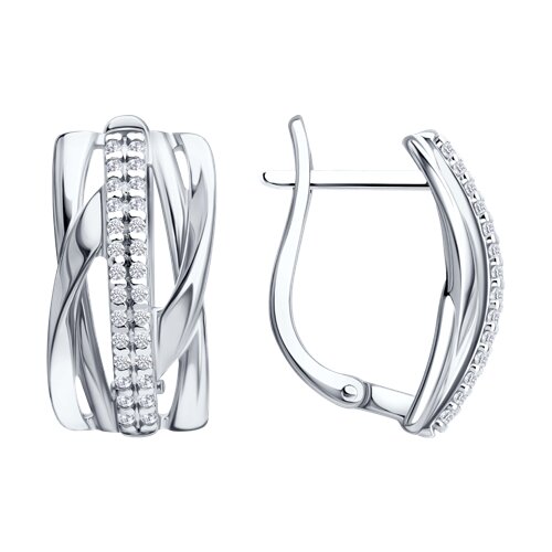 Серьги из серебра c фианитом
