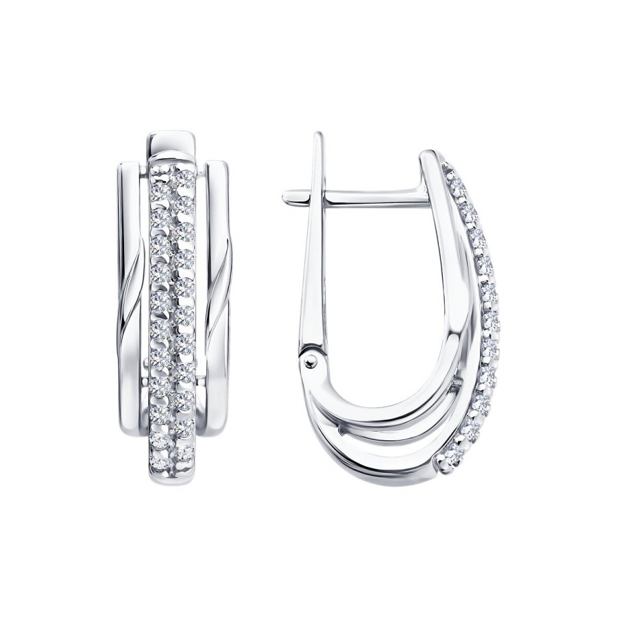 Серьги из серебра c фианитом