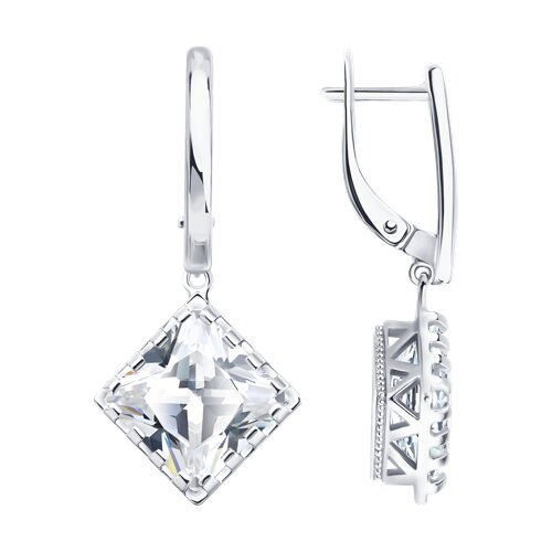 Серьги из серебра c фианитом