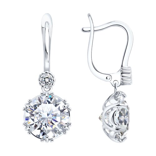 Серьги из серебра c фианитом