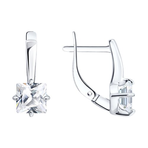 Серьги из серебра c фианитом