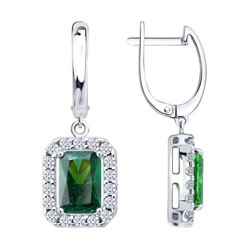 Серьги из серебра c фианитом