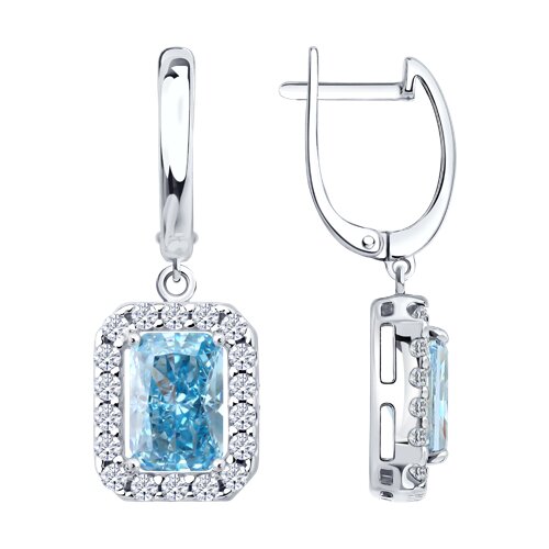 Серьги из серебра c фианитом