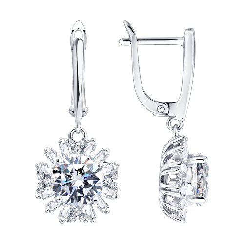 Серьги из серебра c фианитом