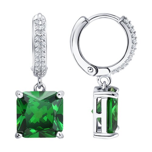 Серьги из серебра c фианитом