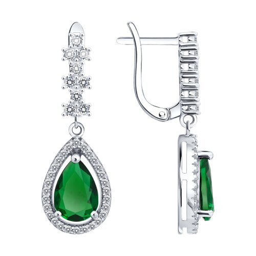 Серьги из серебра c фианитом
