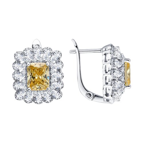 Серьги из серебра c фианитом