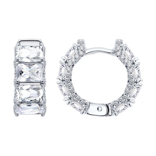 Серьги конго из серебра c фианитом