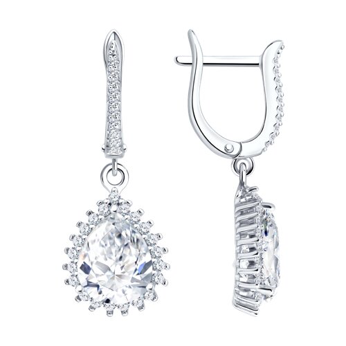 Серьги из серебра c фианитом