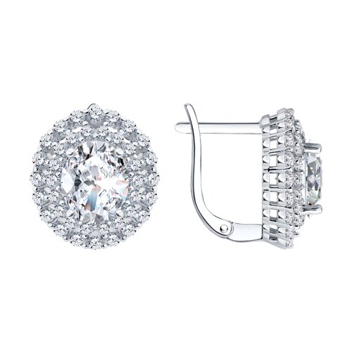 Серьги из серебра c фианитом