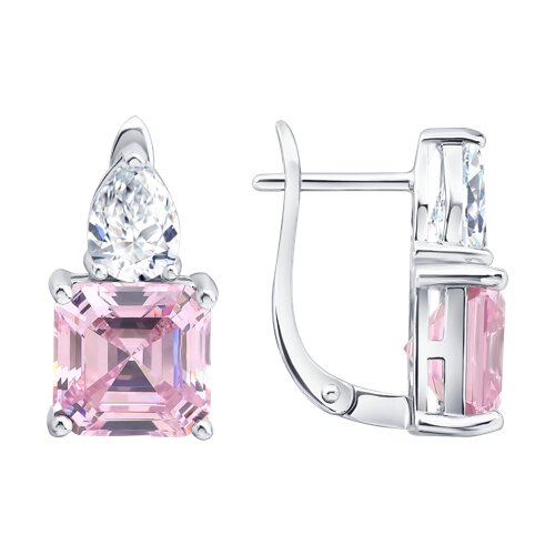 Серьги из серебра c фианитом