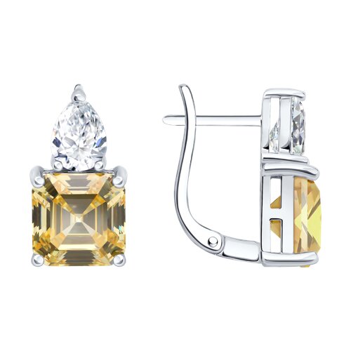 Серьги из серебра c фианитом