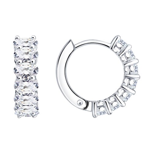 Серьги конго из серебра c фианитом