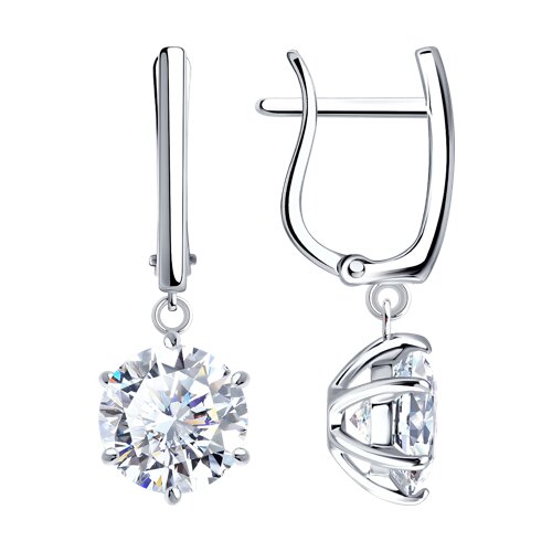 Серьги из серебра c бриллианитом
