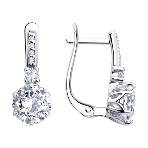 Серьги из серебра c фианитом