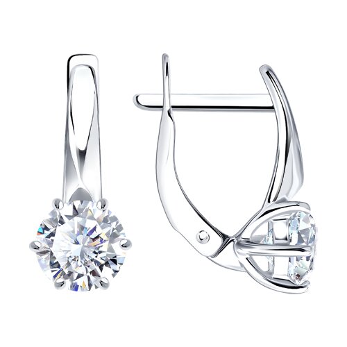 Серьги из серебра c бриллианитом