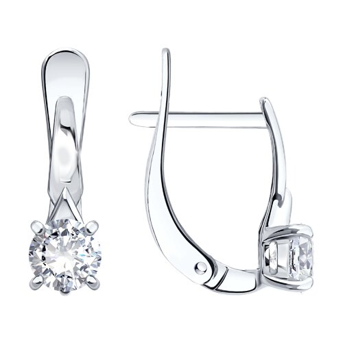 Серьги из серебра c бриллианитом