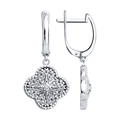 Серьги из серебра c фианитом