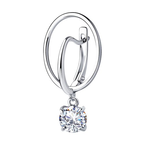 Серьга 1 шт из серебра c фианитом