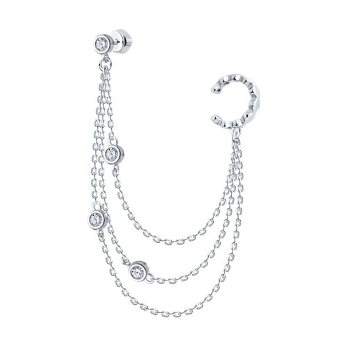 Серьга 1 шт каффы из серебра c фианитом