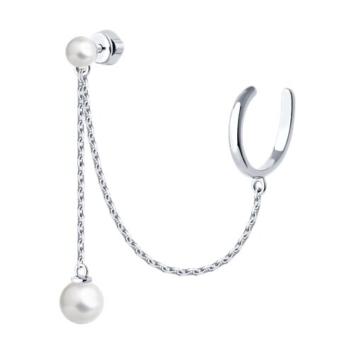 Серьга 1 шт каффы из серебра c жемчугом