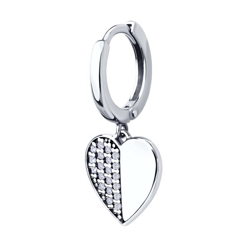 Серьга 1 шт из серебра c фианитом